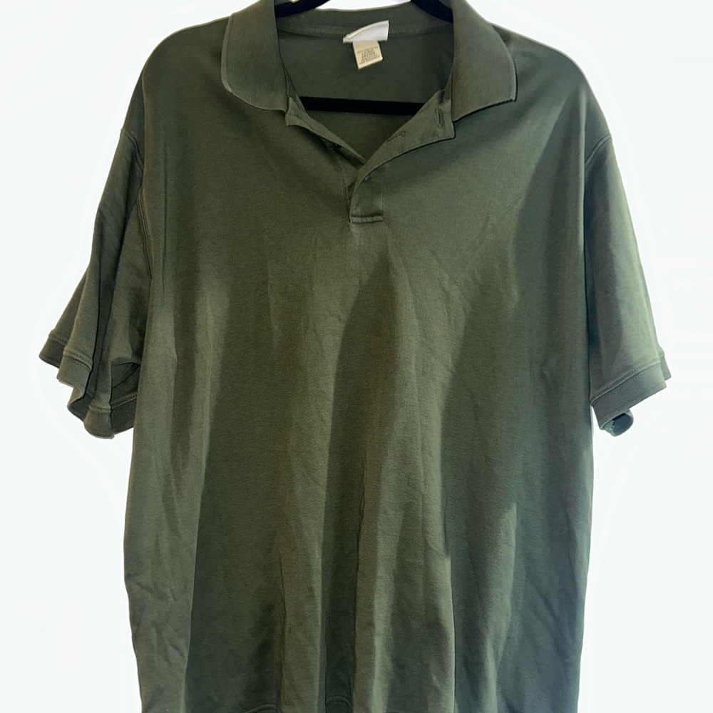 L.L. Bean Green Polo Shirt Classic Casual Knit